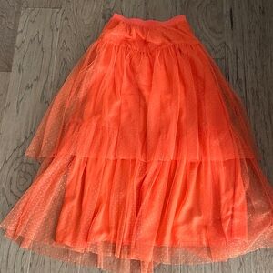 Anthropology Orange Tulle Layered Skirt xs